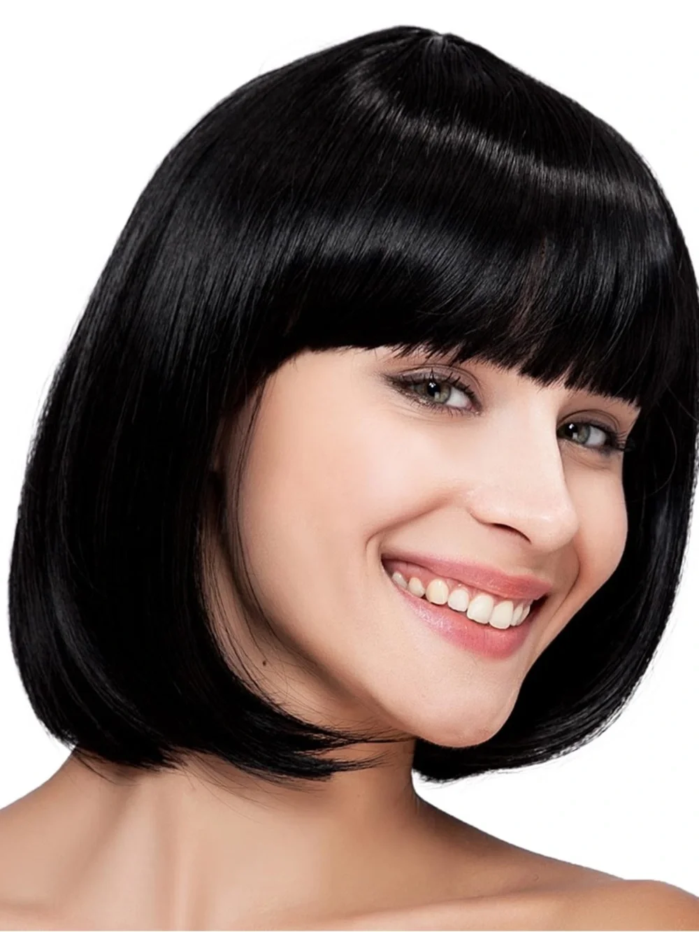 Black Short Bob Wig with Bangs